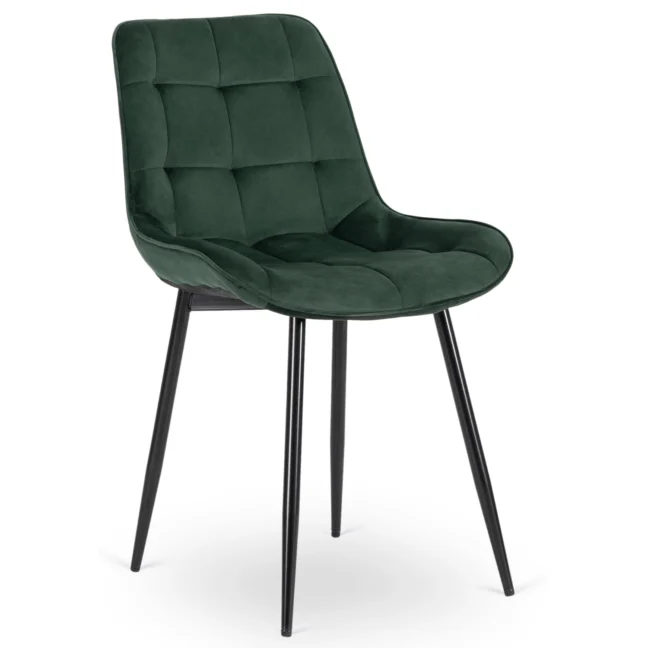 Bársony étkezőszék CHRIS zöld/fekete