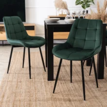 Bársony étkezőszék CHRIS zöld/fekete