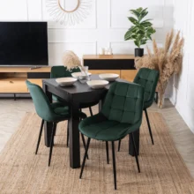 Bársony étkezőszék CHRIS zöld/fekete
