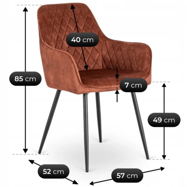 Étkezőszék BRESSO bársony, terrakotta