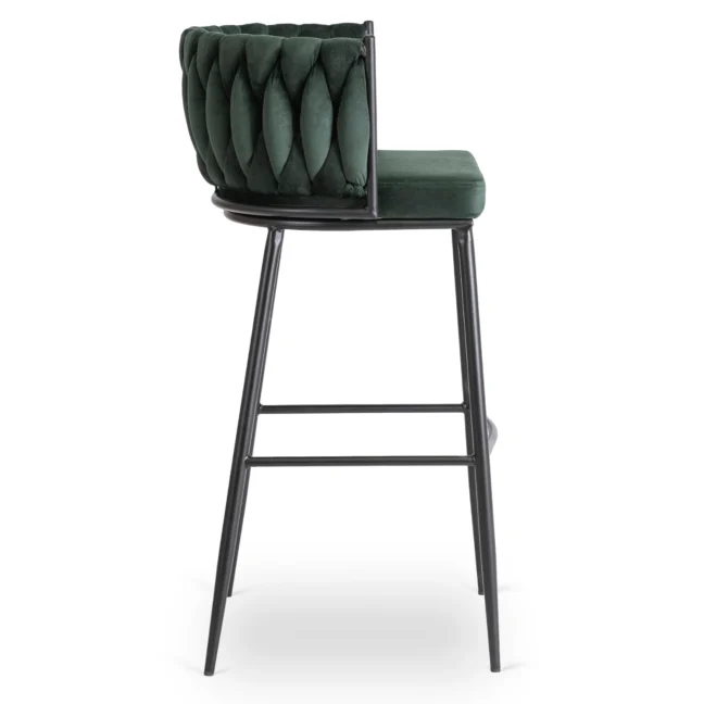 Bárszék FLORES sötétzöld bársony/fekete lábak