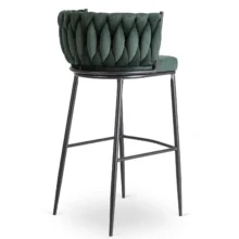 Bárszék FLORES sötétzöld bársony/fekete lábak