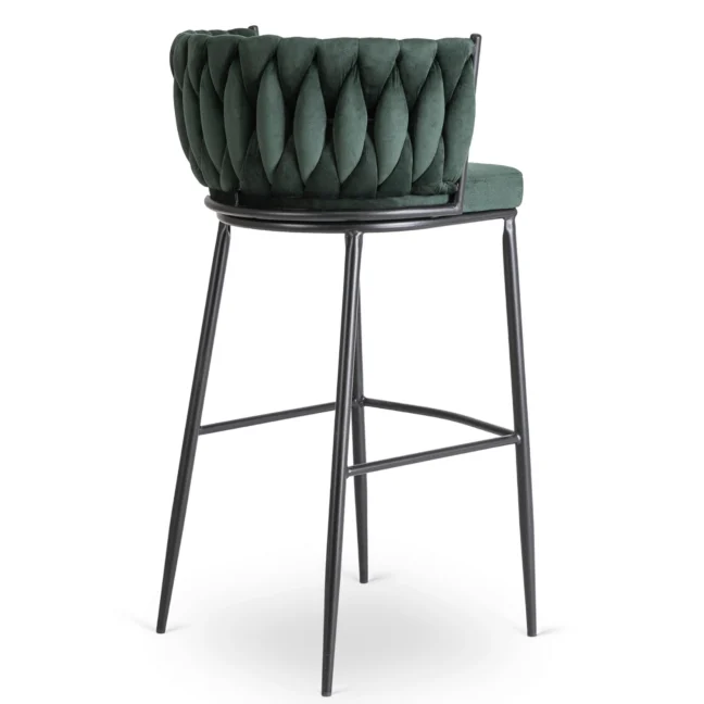 Bárszék FLORES sötétzöld bársony/fekete lábak