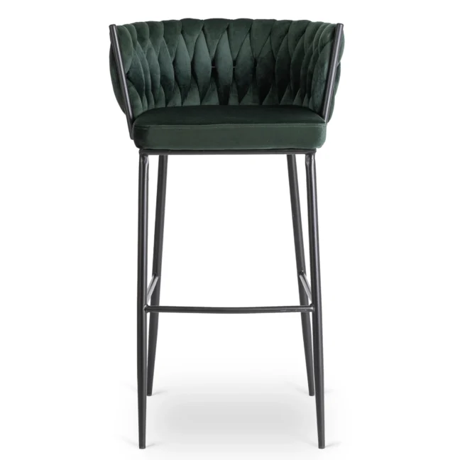Bárszék FLORES sötétzöld bársony/fekete lábak