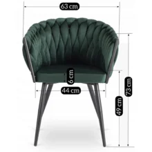 Glamour étkezőszék ELENA sötétzöld bársony/fekete lábak