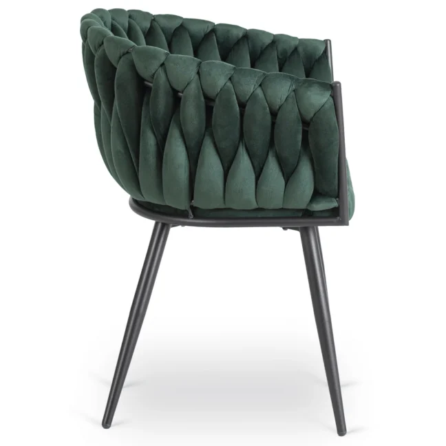 Glamour étkezőszék ELENA sötétzöld bársony/fekete lábak