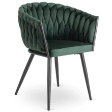 Glamour étkezőszék ELENA sötétzöld bársony/fekete lábak