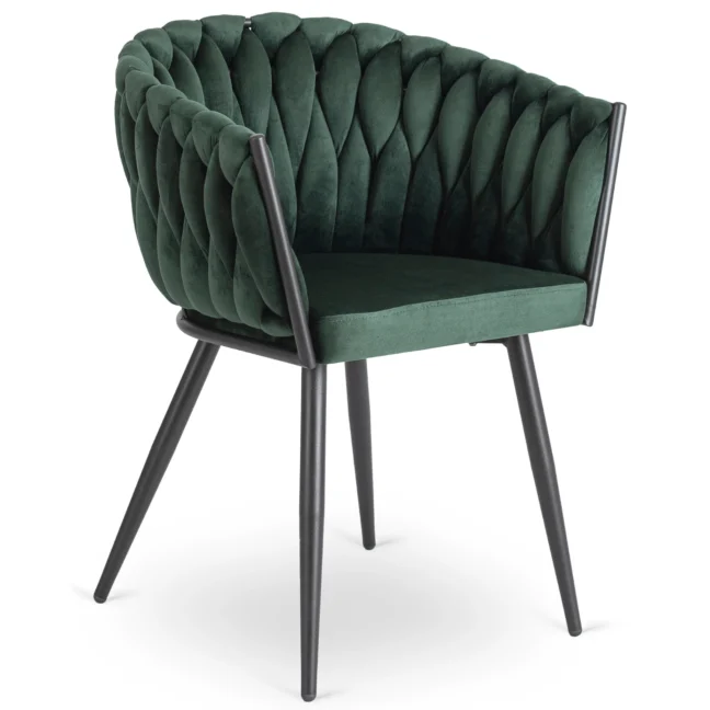 Glamour étkezőszék ELENA sötétzöld bársony/fekete lábak