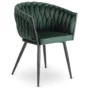 Glamour étkezőszék ELENA sötétzöld bársony/fekete lábak