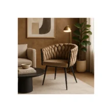 Glamour étkezőszék ELENA bézs bársony/fekete lábak