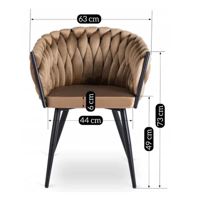 Glamour étkezőszék ELENA bézs bársony/fekete lábak