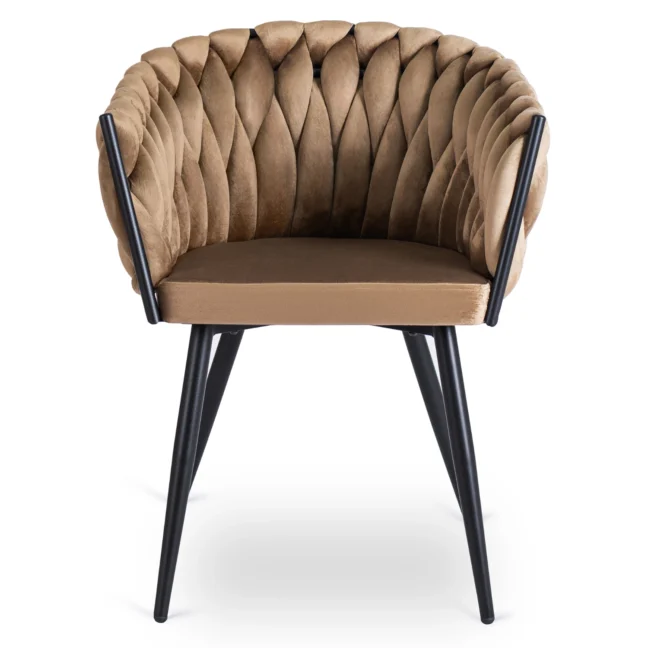 Glamour étkezőszék ELENA bézs bársony/fekete lábak