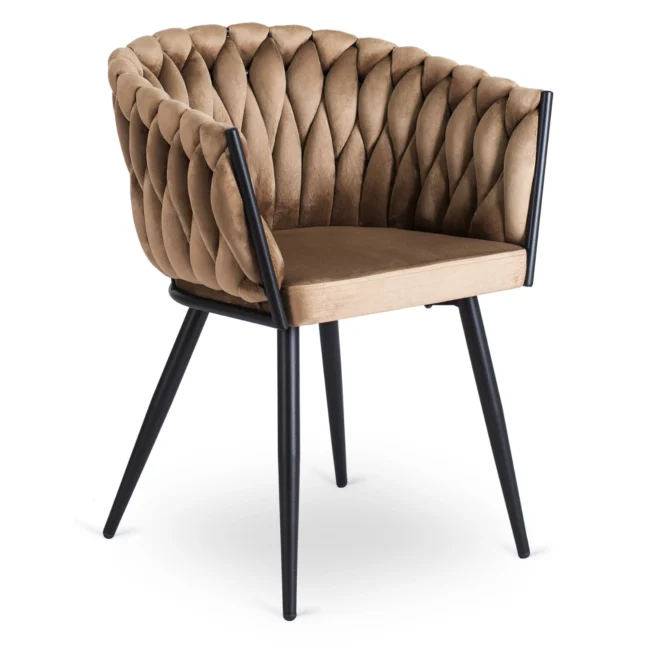 Glamour étkezőszék ELENA bézs bársony/fekete lábak