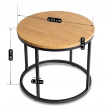 LELLA kör alakú dohányzóasztal, arany tölgy/fekete