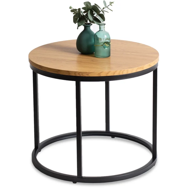 LELLA kör alakú dohányzóasztal, arany tölgy/fekete