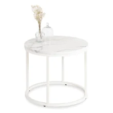 AGNES kör alakú dohányzóasztal, fehér márvány/fehér