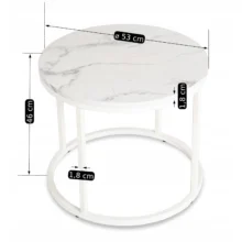 AGNES kör alakú dohányzóasztal, fehér márvány/fehér