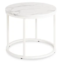 AGNES kör alakú dohányzóasztal, fehér márvány/fehér