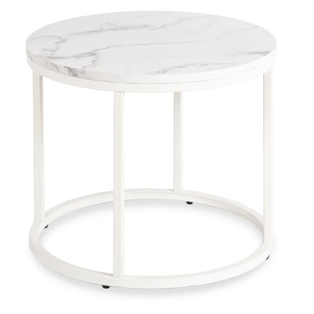 AGNES kör alakú dohányzóasztal, fehér márvány/fehér