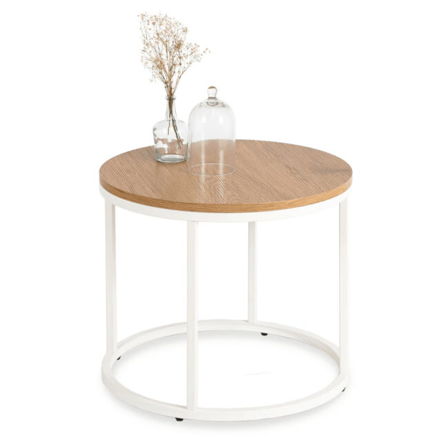 ANN kör alakú dohányzóasztal, tölgy/fehér