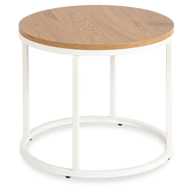 ANN kör alakú dohányzóasztal, tölgy/fehér