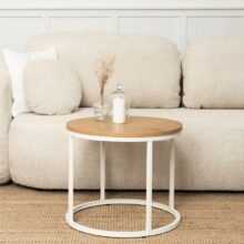 ANN kör alakú dohányzóasztal, tölgy/fehér