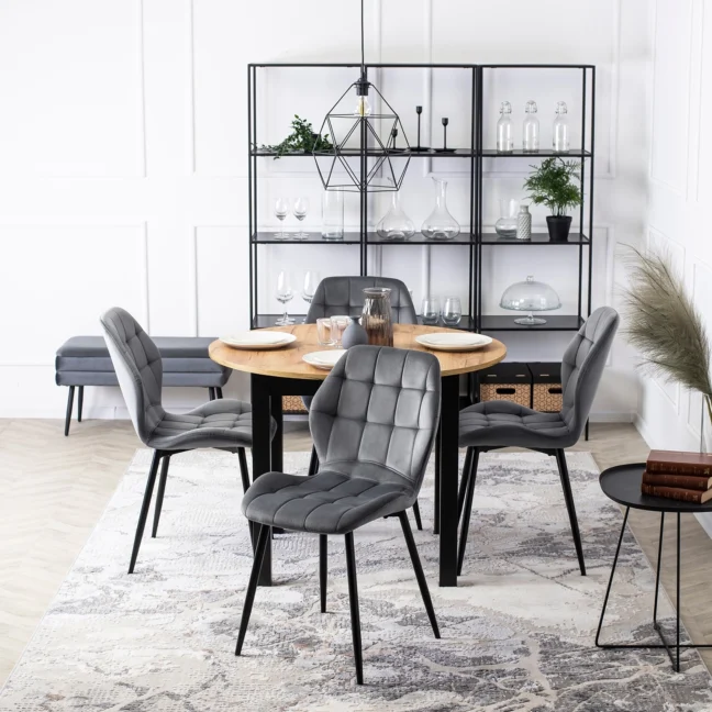 Étkezőszék LUCKY szürke bársony/fekete