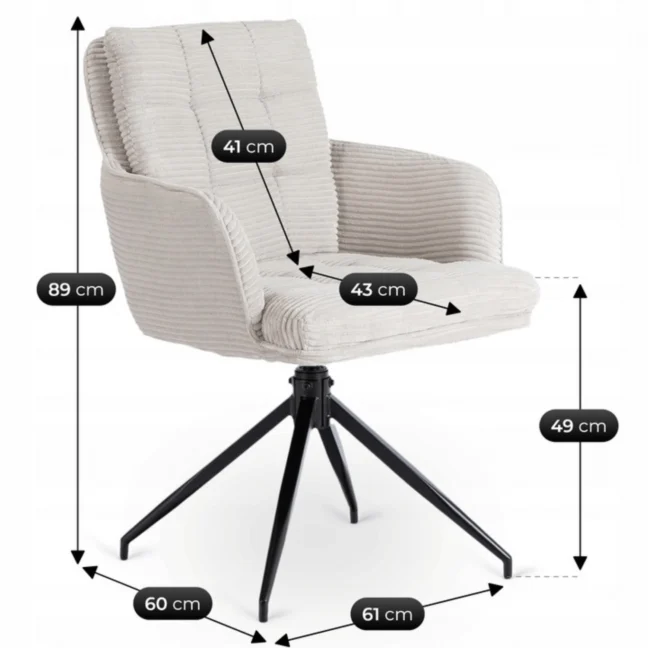 Akita forgó étkezőszék, világosszürke