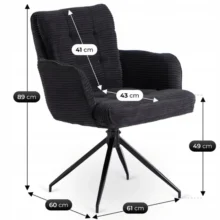 Akita forgó étkezőszék, fekete