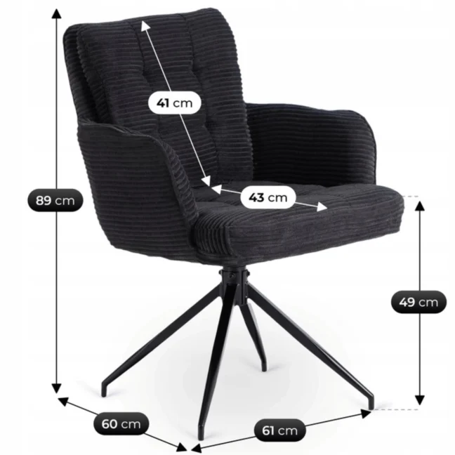 Akita forgó étkezőszék, fekete