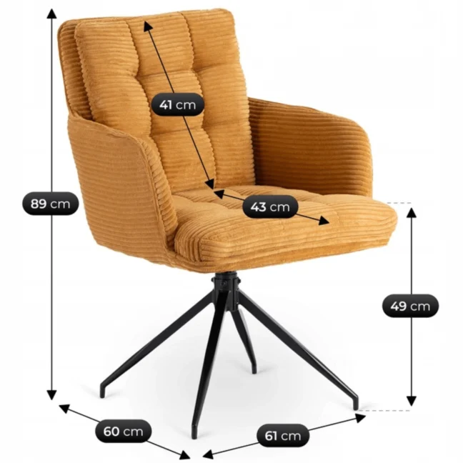 Akita forgó étkezőszék, mustársárga