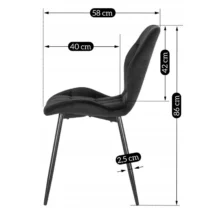 Étkezőszék LUCKY fekete bársony/fekete