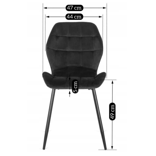 Étkezőszék LUCKY fekete bársony/fekete