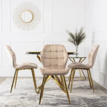 Étkezőszék LUCKY krémszínű bársony/arany lábak