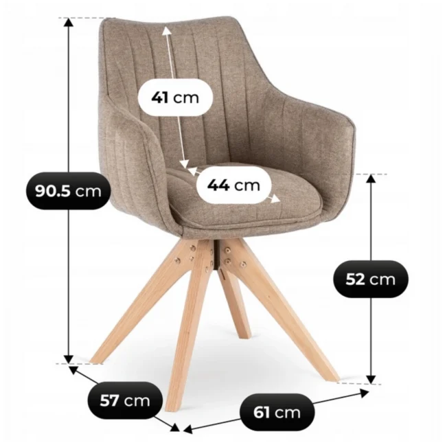 LEMON forgó étkezőszék, bézs natúr lábakkal