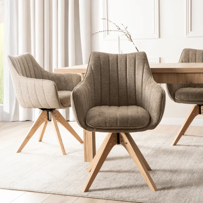 LEMON forgó étkezőszék, bézs natúr lábakkal