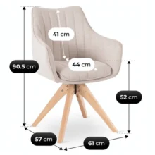 LEMON forgó étkezőszék, krémszínű natúr lábakkal