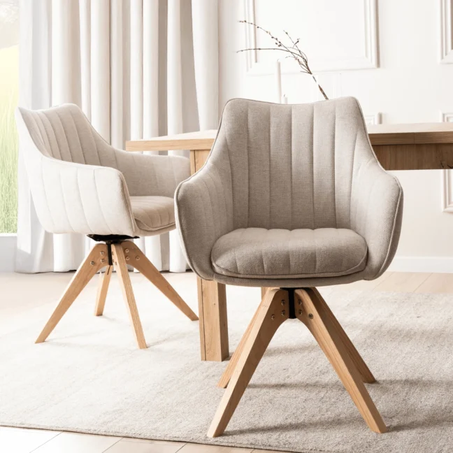 LEMON forgó étkezőszék, krémszínű natúr lábakkal