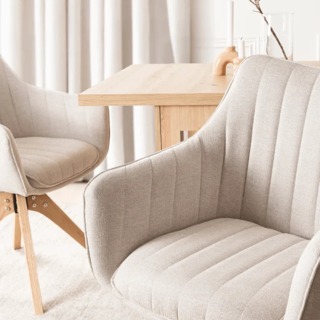 LEMON forgó étkezőszék, krémszínű natúr lábakkal