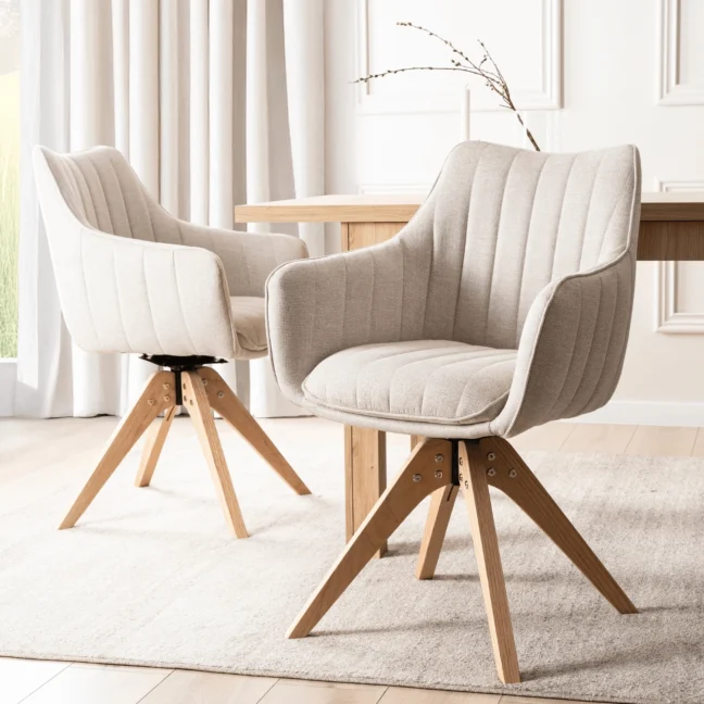 LEMON forgó étkezőszék, krémszínű natúr lábakkal