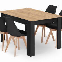 Étkezőasztal szett: NP 120×80 cm artisan/fekete + 4 db OSLO szék fekete/natúr láb Étkezőasztal szett: NP 120×80 cm artisan/fekete + 4 db OSLO szék fekete/natúr láb