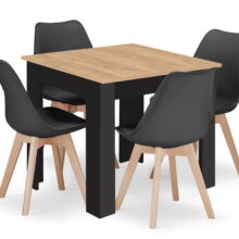 Étkezőasztal szett: NP 80×80 cm artisan/fekete + 4 db OSLO szék fekete/natúr láb Étkezőasztal szett: NP 80×80 cm artisan/fekete + 4 db OSLO szék fekete/natúr láb