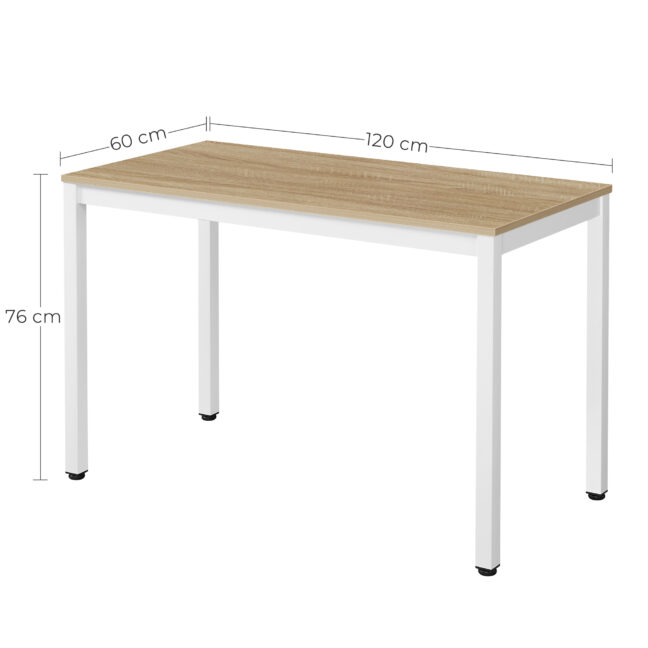 Szett: Étkezőasztal TESSA 120×60 tölgy/fehér + 4 db OSAKA szék, fehér/natúr lábak