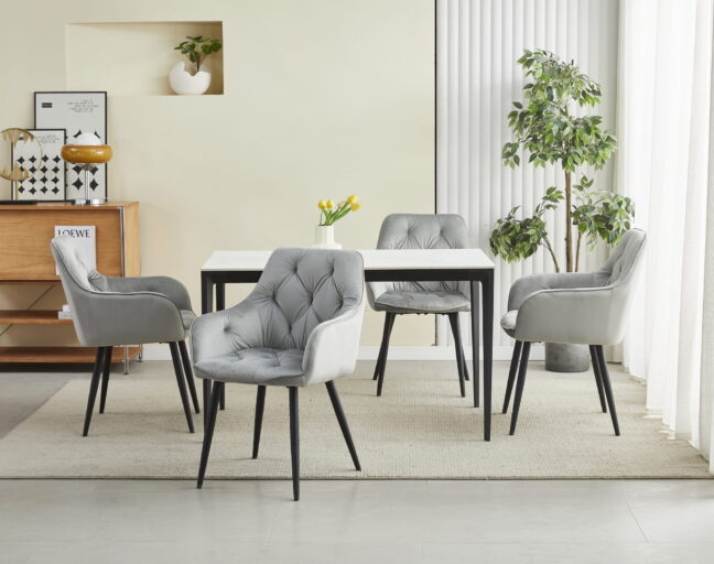 Elegáns bársony étkezőszék JORK, világosszürke