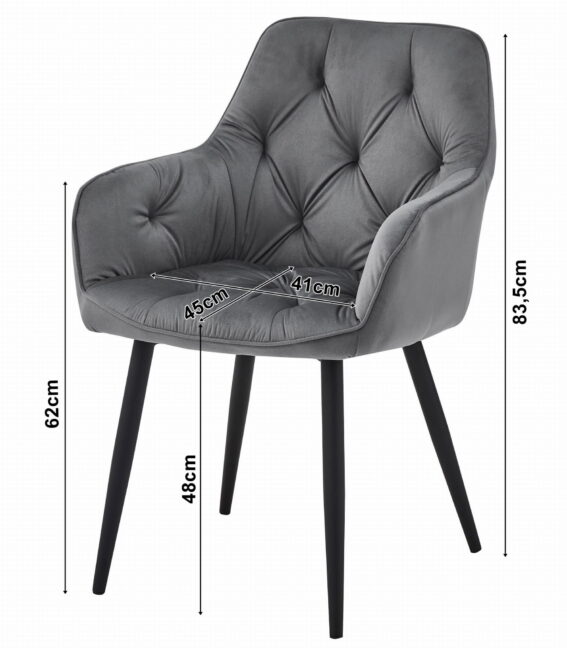 Elegáns bársony étkezőszék JORK, világosszürke