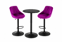 Bárasztal szett: Kast forgószék lila (2db) + fekete kerek bárasztal