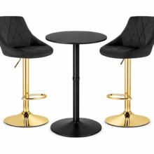 Bárasztal szett: Kast forgószék fekete/arany + fekete kerek bárasztal
