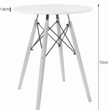 Kerek étkezőasztal szett: Todi 60 cm fehér + 2x Kito fehér/natúr lábakkal