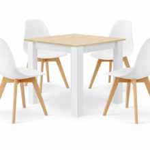 Étkezőasztal szett: NP 80×80 cm sonoma/fehér + 4 db KITO szék fehér/natúr láb Étkezőasztal szett: NP 80×80 cm sonoma/fehér + 4 db KITO szék fehér/natúr láb