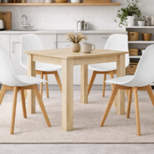 Étkezőasztal szett: NP 80×80 cm sonoma + 4 db KITO szék fehér/natúr láb
